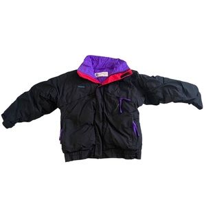 Columbia | Youth Black Red and Purple Vintage looking  Puffer Jacket Size 12/14